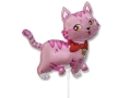 BALON KOTEK RÓŻOWY 14'' 36cm + PATYK