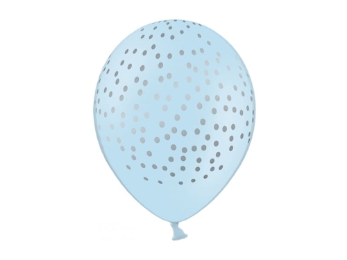 BALON BŁĘKITNY KROPKI SREBRNE 30cm 1szt