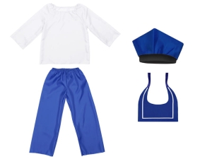 ZESTAW GALOWY BIAŁO-NIEBIESKI 116-128 4el