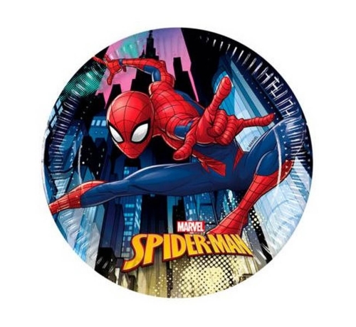 TALERZYKI PAPIEROWE SPIDERMAN GRANAT 20cm 8szt