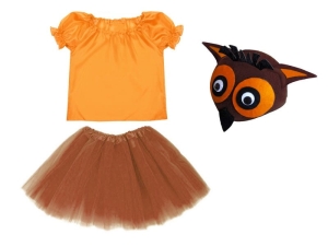 ZESTAW SOWA BRĄZOWO-POMARAŃCZOWY 116-128 3el