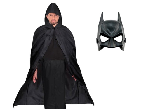 ZESTAW BATMAN CZARNY PELERYNA 94cm 2el
