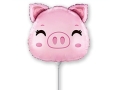 BALON ŚWINKA RÓŻOWY 14'' 36cm + PATYK