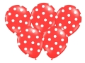 BALONY CZERWONE KROPKI BIAŁE 30cm 5szt