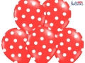 BALONY CZERWONE KROPKI BIAŁE 30cm 50szt