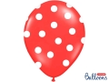 BALONY CZERWONE KROPKI BIAŁE 30cm 50szt