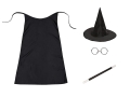 ZESTAW HARRY POTTER CZARNY PELERYNA 90cm 4el