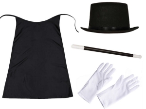 ZESTAW MAGIKA CZARNY PELERYNA 90cm 4el 