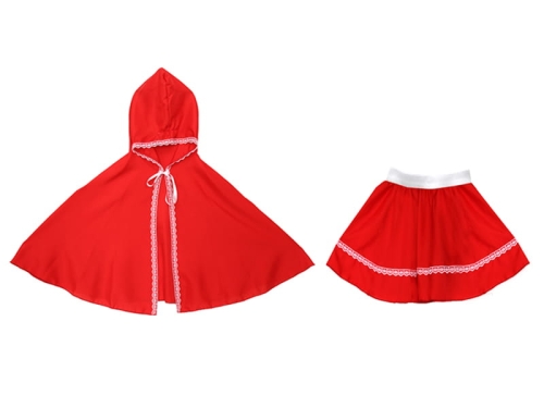 ZESTAW CZERWONY KAPTUREK PELERYNA 48cm 2el