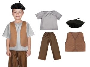 ZESTAW DZIADEK BRĄZOWO-SZARY 134-140 4el