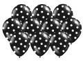 BALONY CZARNE KROPKI BIAŁE 30cm 10szt