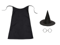 ZESTAW HARRY POTTER CZARNY PELERYNA 75cm 3el