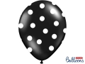 BALONY CZARNE KROPKI BIAŁE 30cm 10szt