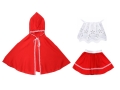 ZESTAW CZERWONY KAPTUREK PELERYNA 48cm 3el