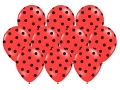 BALONY CZERWONE KROPKI CZARNE 30cm 10szt