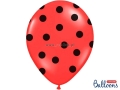 BALONY CZERWONE KROPKI CZARNE 30cm 10szt