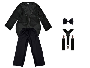 ZESTAW GALOWY CZARNY 134-140 4el