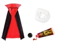 ZESTAW DRACULA CZARNO-CZERWONY PELERYNA 116cm 3el