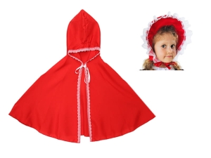 ZESTAW CZERWONY KAPTUREK PELERYNA 70cm 2el