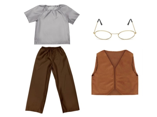 ZESTAW DZIADEK BRĄZOWO-SZARY 116-128 4el