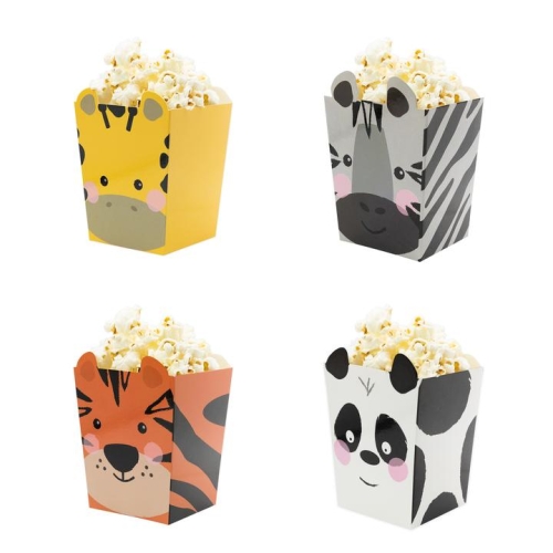 PUDEŁKA NA POPCORN ZWIERZĄTKA 4szt