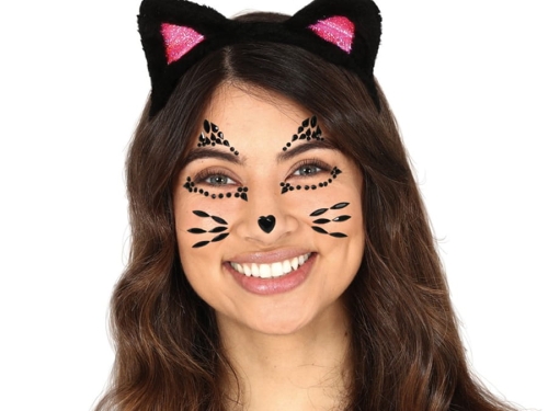 KRYSZTAŁKI NA TWARZ KOTEK CZARNE