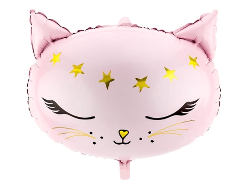 BALON KOTEK GŁOWA RÓŻOWY 19'' 48cm