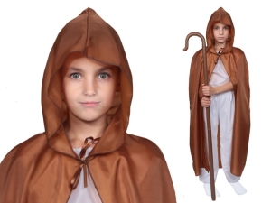 PELERYNA Z KAPTUREM POLIESTER BRĄZOWA 84cm