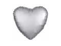 BALON SERCE SATYNOWY SREBRNY 17'' 43cm