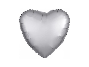 BALON ANAGRAM SERCE SATYNOWY SREBRNY 17'' 43cm