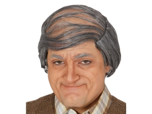 PERUKA KRÓTKA ŁYSIEJĄCA SIWA