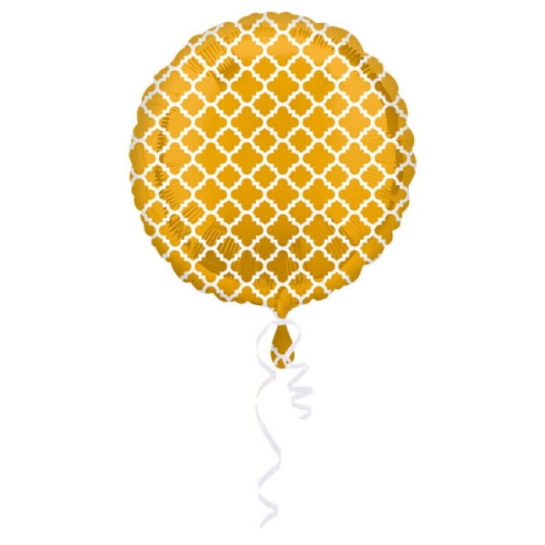 BALON OKRĄGŁY ORNAMENT ZŁOTY 17'' 43cm