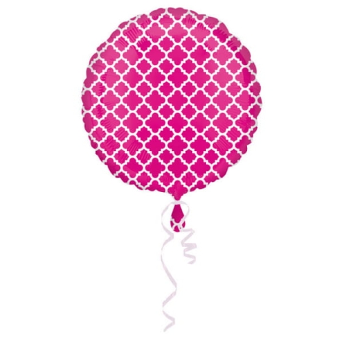 BALON OKRĄGŁY ORNAMENT RÓŻOWY 17'' 43cm