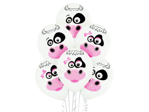 BALONY BIAŁE KRÓWKA 30cm 6szt