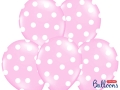 BALONY JASNORÓŻOWE KROPKI BIAŁE 30cm 50szt