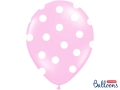 BALONY JASNORÓŻOWE KROPKI BIAŁE 30cm 50szt