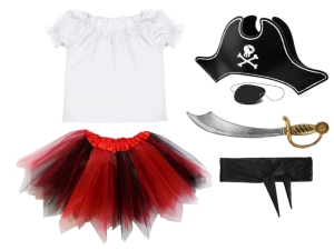 ZESTAW PIRATKA BIAŁO-CZERWONY 134-140 6el