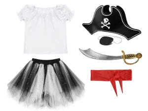 ZESTAW PIRATKA BIAŁO-CZARNY 134-140 6el