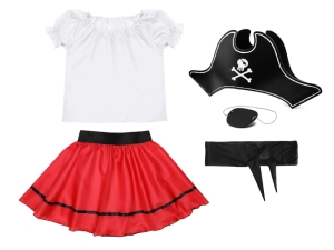 ZESTAW PIRATKA BIAŁO-CZERWONY 134-140 5el