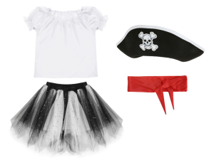 ZESTAW PIRATKA BIAŁO-CZARNY 134-140 4el