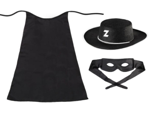 ZESTAW ZORRO CZARNY PELERYNA 75cm 3el