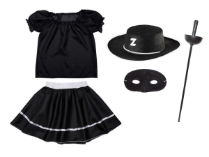 ZESTAW ZORRO CZARNY 116-128 5el