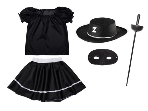 ZESTAW ZORRO CZARNY 116-128 5el