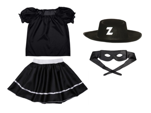ZESTAW ZORRO CZARNY 116-128 4el