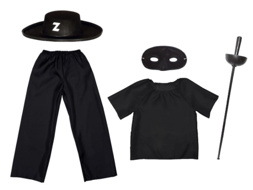 ZESTAW ZORRO CZARNY 134-140 5el