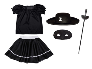 ZESTAW ZORRO CZARNY 116-128 5el
