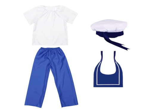 ZESTAW MARYNARZ BIAŁO-NIEBIESKI 134-140 4el