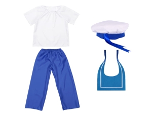 ZESTAW MARYNARZ BIAŁO-NIEBIESKI 116-128 4el