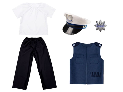 ZESTAW POLICJANT CZARNO-GRANATOWY 116-128 5el