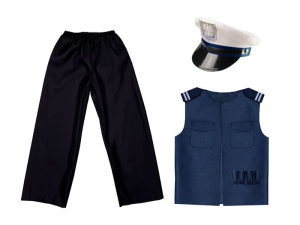 ZESTAW POLICJANT CZARNO-GRANATOWY 116-128 3el